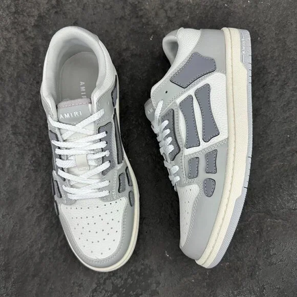 Amiri White And Grey Colorblock Low-Top Leather Sneakers